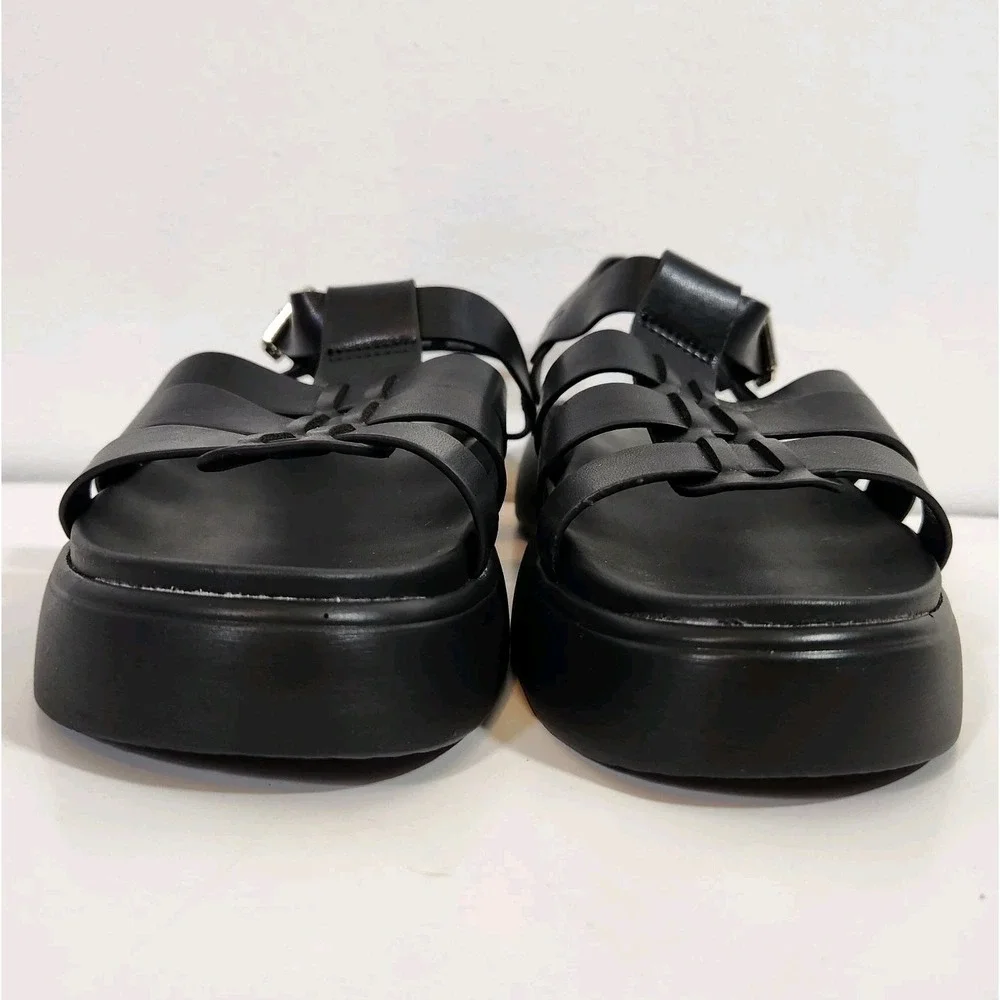 ID Required Fisherman Sandals Womens Sz 9M Black Platform Chunky Y2K Grunge Goth